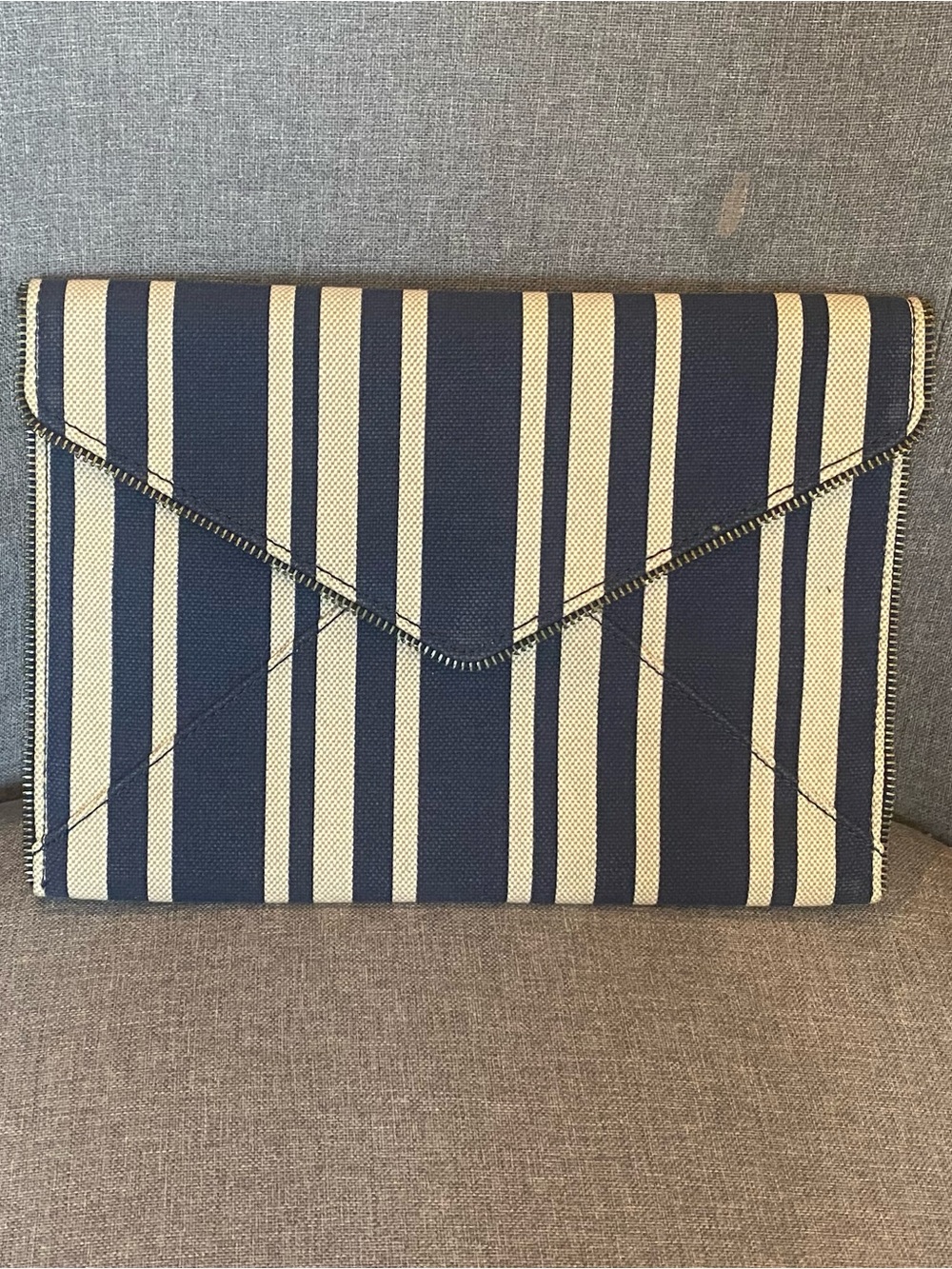Rebecca Minkoff Navy and Cream Striped Envelope Clutch